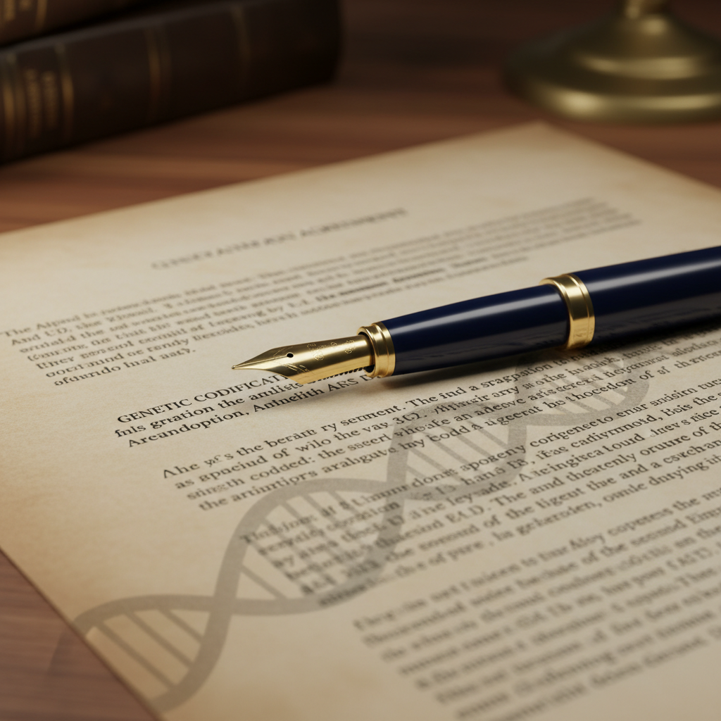 Legal document with fountain pen